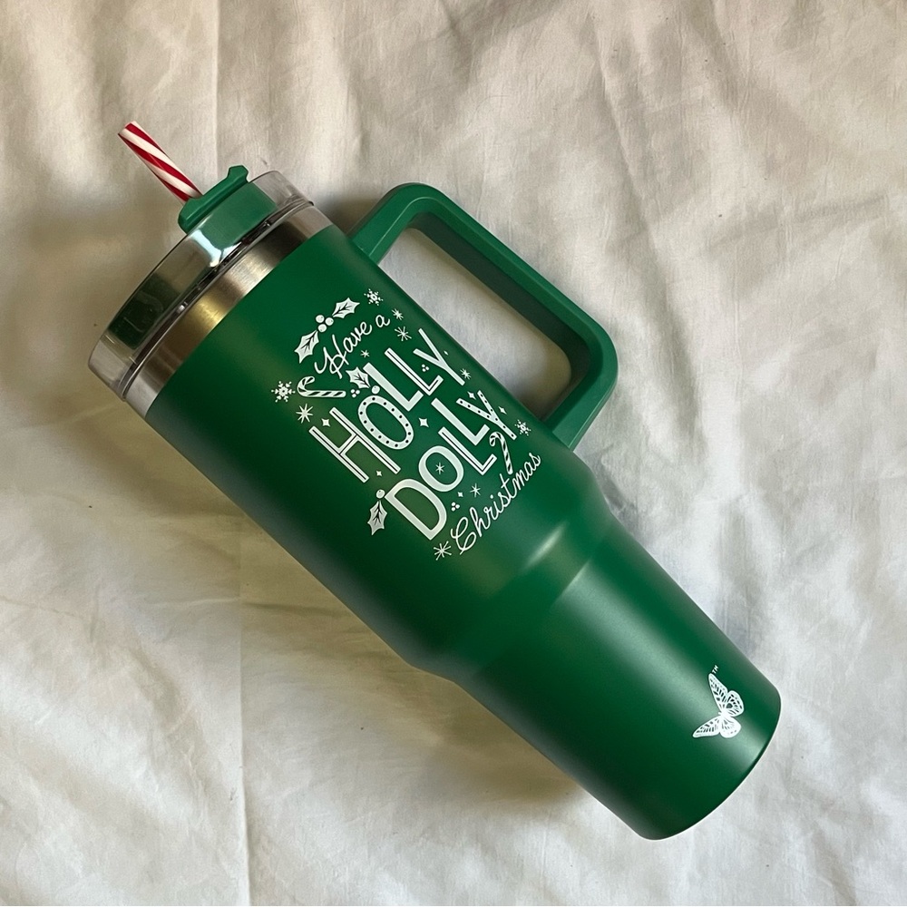 Have A Dolly Parton Tumbler Christmas 2025 DG 40oz Green Peppermint Straw New